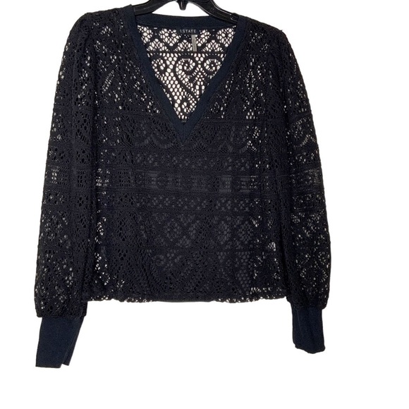 1. State black pullover mesh top-perfect for any weather. Size L - Picture 2 of 6